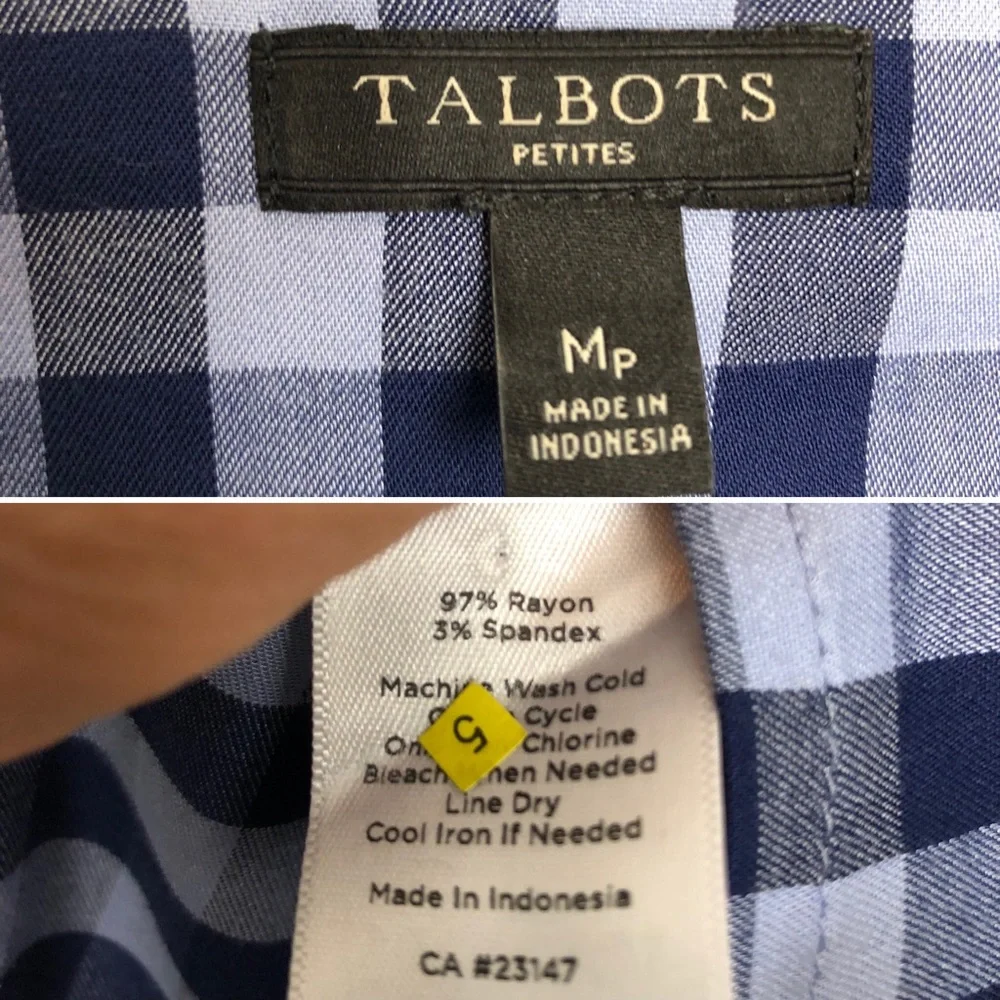 Talbots Gingham Popover Tunic Button Side Blouse - Picture 15 of 16